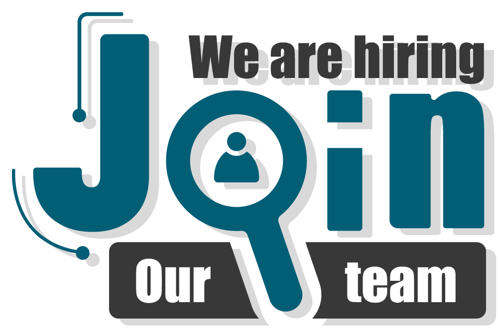 A logo saying 'we are hiring, join our team'