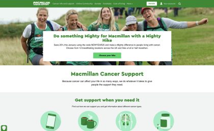 Macmillan cancer support website screenshot